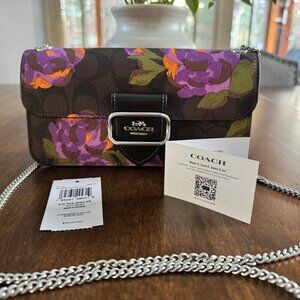 Coach Morgan Crossbody In Signature Canvas & Leather with Rose Print CL476